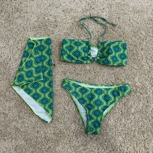 Bikini Set - Green and Blue Pattern